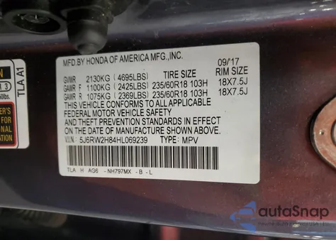 2017 Honda Cr-V Exl from USA, damaged, VIN 5J6RW2H84HL069239